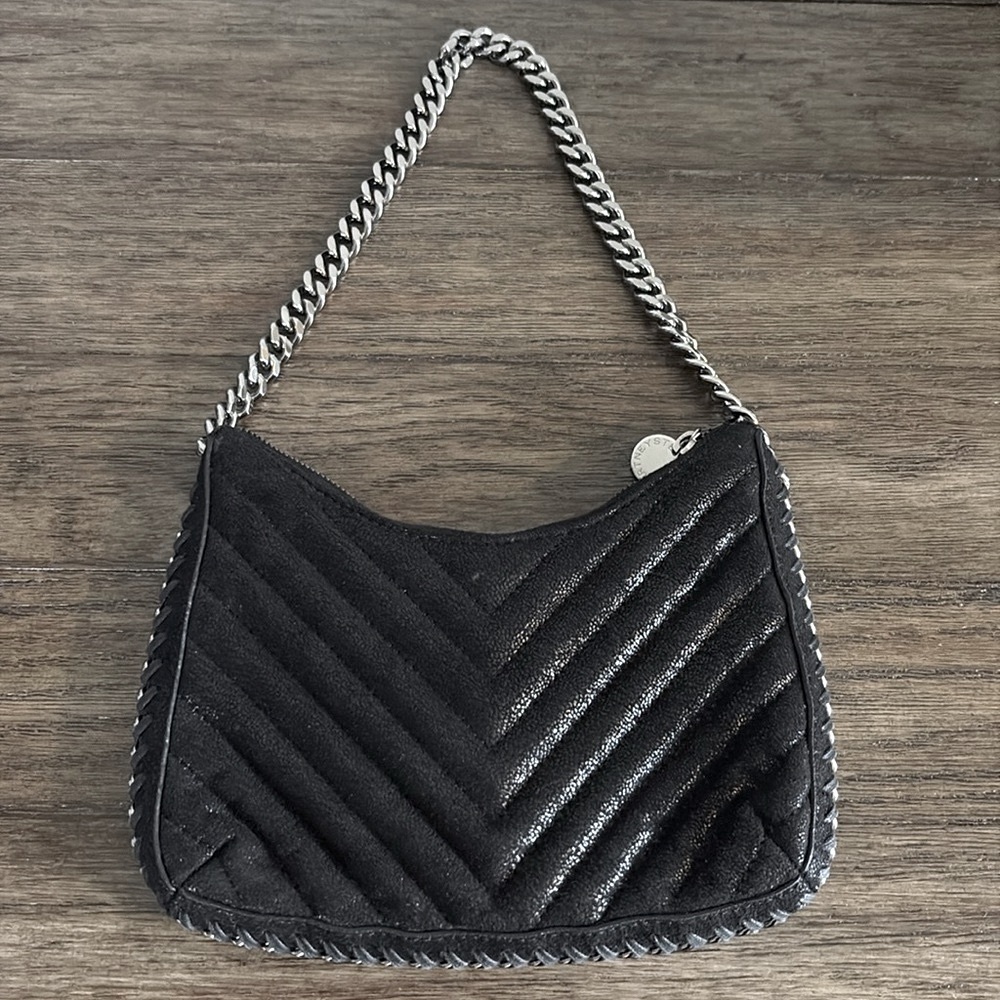 EUC [Stella McCartney] Falabella Quilted Zip Close Chain Shoulder Black Handbag - Picture 5 of 16